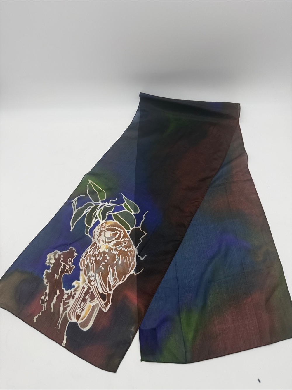 Pat Henley Design Vintage Pure Silk Scarf with Owl Print